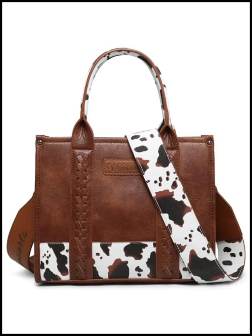 Vegan Leather Tote Satchel Purse with Wristlet and Shoulder Strap